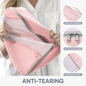 ALL INCLUDED 10 Set Durable Packing Cubes for Suitcases,OlarHike Essentials for Travel, UPGRADED Anti-Tear Stitching, NEW Improved Luggage Packing Organizers for Travel Accessories(Pink)