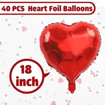 40 Pcs 18 Inch Red Heart Foil Balloons Love Heart Shaped Balloons Red Valentines Heart Foil Balloons...