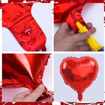40 Pcs 18 Inch Red Heart Foil Balloons Love Heart Shaped Balloons Red Valentines Heart Foil Balloons for Valentines Day Engagement Anniversary Wedding Birthday Party Decorations