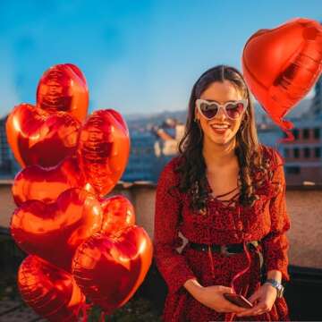 40 Pcs 18 Inch Red Heart Foil Balloons Love Heart Shaped Balloons Red Valentines Heart Foil Balloons for Valentines Day Engagement Anniversary Wedding Birthday Party Decorations