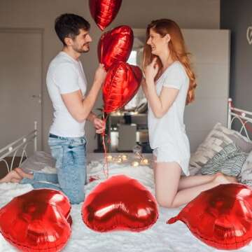 40 Pcs 18 Inch Red Heart Foil Balloons Love Heart Shaped Balloons Red Valentines Heart Foil Balloons for Valentines Day Engagement Anniversary Wedding Birthday Party Decorations