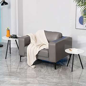 coamx nesting coffee table living room set, nesting end tables set of 2, small round side table for bedroom bedside couch, modern marble nesting table