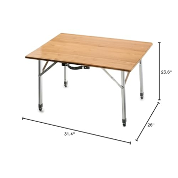 Camco Folding Table with Bamboo Top & Adjustable Height