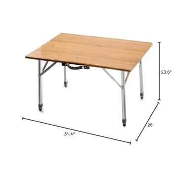 Camco Folding Table with Bamboo Top & Adjustable Height