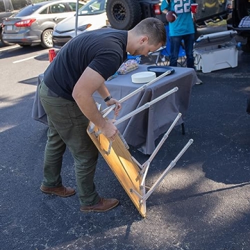 Camco Folding Table with Bamboo Top & Adjustable Height