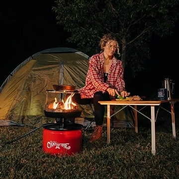 Camco Folding Table with Bamboo Top & Adjustable Height