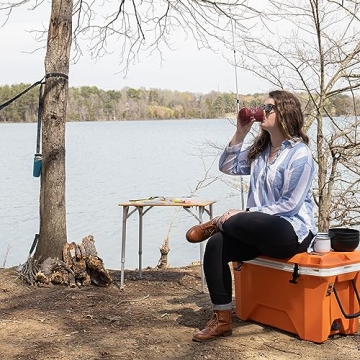 Camco Folding Table with Bamboo Top & Adjustable Height