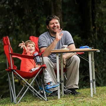Camco Folding Table with Bamboo Top & Adjustable Height