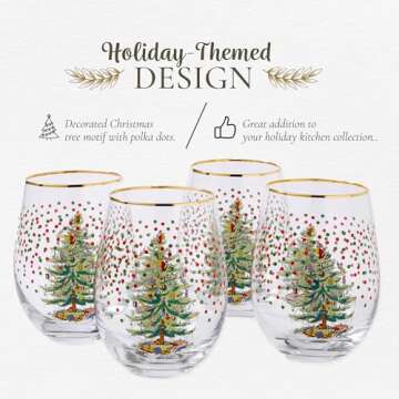 Elegant Spode Christmas Tree Wine Glasses Set for Celebrations