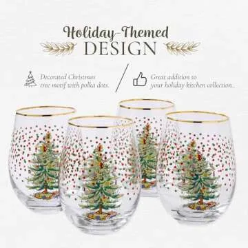Elegant Spode Christmas Tree Wine Glasses Set for Celebrations
