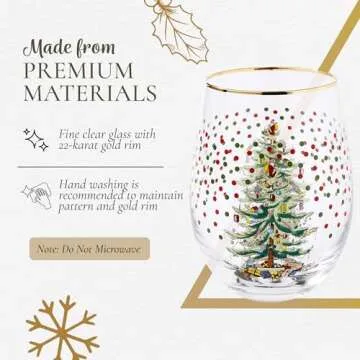 Elegant Spode Christmas Tree Wine Glasses Set for Celebrations
