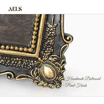 AELS 8x10 Inch Vintage Picture Frame, Elegant Antique Photo Frames with Glass Front, Photo Display, Tabletop Wall Hanging, Gift Ideas, Gold and Black
