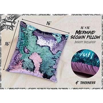 SIRENE Mermaid Pillow Reversible Sequin Pillow That Changes Color - Aqua Purple
