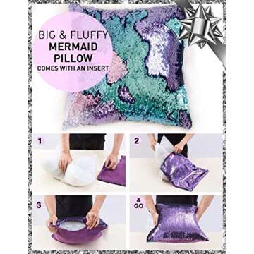 SIRENE Mermaid Pillow Reversible Sequin Pillow That Changes Color - Aqua Purple