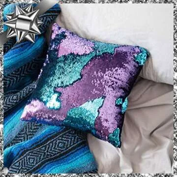SIRENE Mermaid Pillow Reversible Sequin Pillow That Changes Color - Aqua Purple