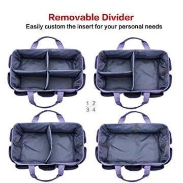 HOMEST Craft Organizer Tote Bag with Multiple Pockets, Storage Art Caddy for Scrapbooking, Crafts Supply Carrier for Tools, Purple