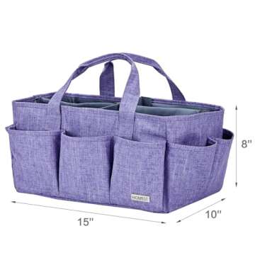 HOMEST Craft Organizer Tote Bag with Multiple Pockets, Storage Art Caddy for Scrapbooking, Crafts Supply Carrier for Tools, Purple
