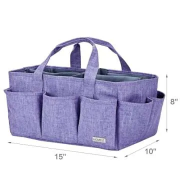 HOMEST Craft Organizer Tote Bag with Multiple Pockets, Storage Art Caddy for Scrapbooking, Crafts Supply Carrier for Tools, Purple