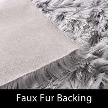 Latepis Gray Faux Fur Washable Bedside Rug - Luxury Comfort