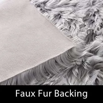 Latepis Gray Faux Fur Washable Bedside Rug - Luxury Comfort