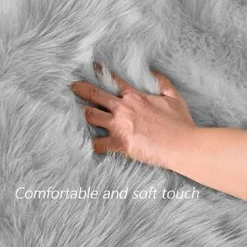Latepis Gray Faux Fur Washable Bedside Rug - Luxury Comfort