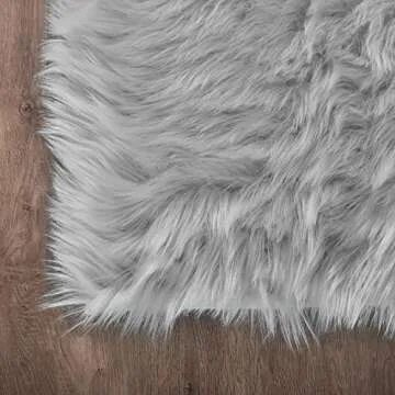 Latepis Gray Faux Fur Washable Bedside Rug - Luxury Comfort