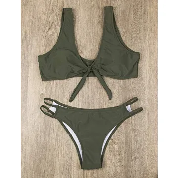 BMJL Women's Padded Cutout Striped Bikini Set