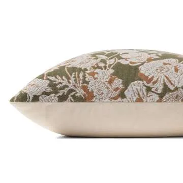 Loloi Matilda Pillow, 18'' x 18'' Cover w/Down, Olive/Orange