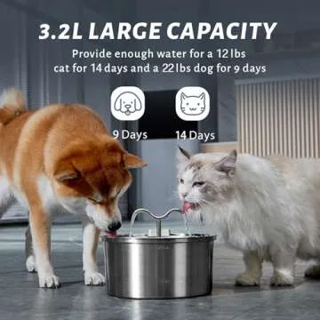 DOOOB Cat Water Fountain – 3.2L Stainless Steel Automatic Pet Dispenser with Filters