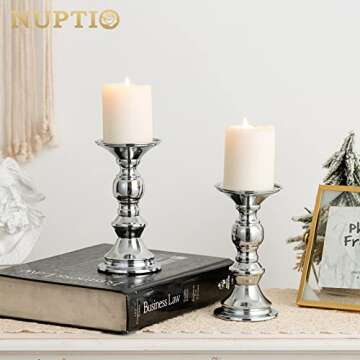 Nuptio Silver Pillar Candle Holders for Elegant Events