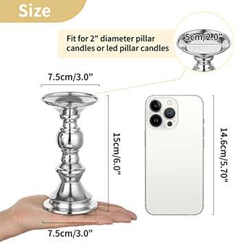 Nuptio Silver Pillar Candle Holders for Elegant Events