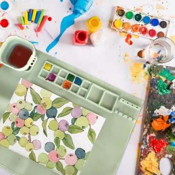 FVIEXE 2PCS Silicone Painting Mat with Brushes Set