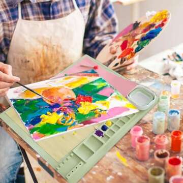 FVIEXE 2PCS Silicone Painting Mat with Brushes Set