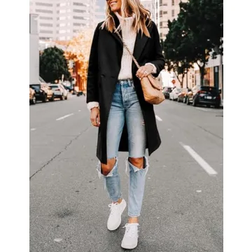 Hooever Women's Winter Wool Coat Slim Fit Notch Lapel