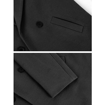 Hooever Women's Winter Wool Coat Slim Fit Notch Lapel