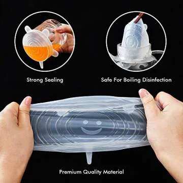 Silicone Stretch Lids, PAIU 12 Pack Reusable Durable Food and Bowl Covers 6 Sizes to Meet Most Containers, Silicone Covers for Microwave, Dishwasher & Freezer to Keep Food Fresh