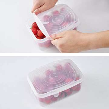 Silicone Stretch Lids, PAIU 12 Pack Reusable Durable Food and Bowl Covers 6 Sizes to Meet Most Containers, Silicone Covers for Microwave, Dishwasher & Freezer to Keep Food Fresh