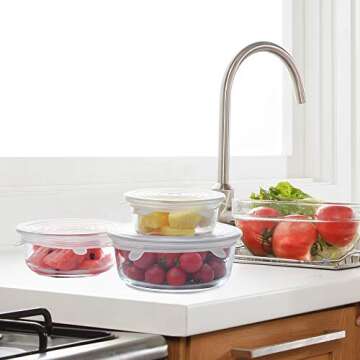 Silicone Stretch Lids, PAIU 12 Pack Reusable Durable Food and Bowl Covers 6 Sizes to Meet Most Containers, Silicone Covers for Microwave, Dishwasher & Freezer to Keep Food Fresh