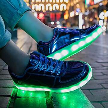 PYYIQI LED Light Up Shoes for Women Men Sports LED Shoes Dancing Sneakers Low-Top USB Charging Shoes for Festivals, Christmas, Halloween, New Year Party with USB Charging, Blue 37