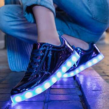 PYYIQI LED Light Up Shoes for Women Men Sports LED Shoes Dancing Sneakers Low-Top USB Charging Shoes for Festivals, Christmas, Halloween, New Year Party with USB Charging, Blue 37