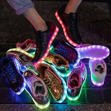 PYYIQI LED Light Up Shoes for Women Men Sports LED Shoes Dancing Sneakers Low-Top USB Charging Shoes for Festivals, Christmas, Halloween, New Year Party with USB Charging, Blue 37