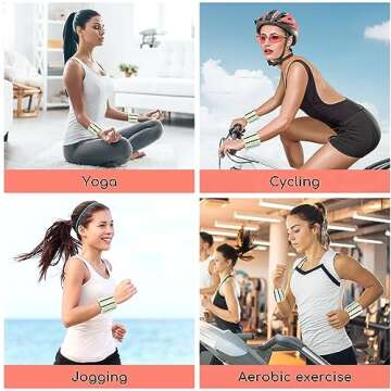 Rhswets Adjustable Wrist Weights - Set of 2 ((1lb & 2lb)) | Wearable Wrist & Ankle Weights Bracelet for Yoga, Dance, Barre, Pilates, Cardio, Aerobics, Walking