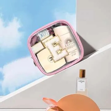 LETGO Initial Clear Makeup Bag for Personalized Gifts