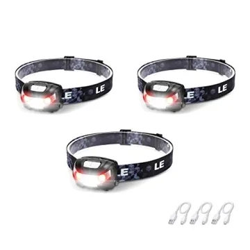 Lepro LED Headlamp Rechargeable 3 Packs - Super Bright Head Lamp with 5 Modes for Camping & Hiking G...