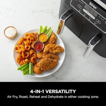 Ninja Foodi Dual Basket Air Fryer 8-Quart – Cook Two Foods at Once with DualZone Technology, 4-in-...