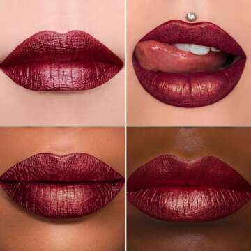 MAKI YIKA Metallic Dark Red Lipstick for All Day Wear