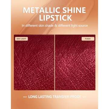 MAKI YIKA Metallic Dark Red Lipstick for All Day Wear