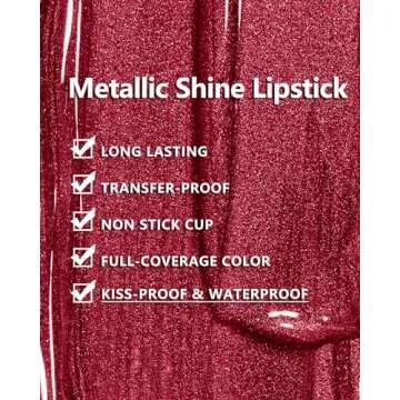 MAKI YIKA Metallic Dark Red Lipstick for All Day Wear
