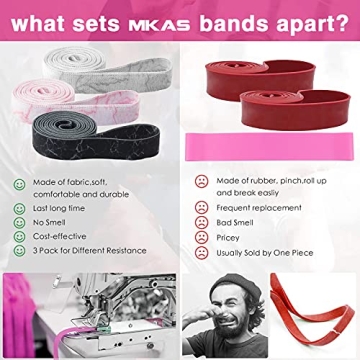 MKAS Fabric Resistance Bands 3 Pack Full Body Workout