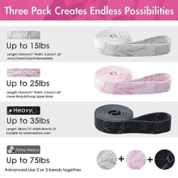 MKAS Fabric Resistance Bands 3 Pack Full Body Workout